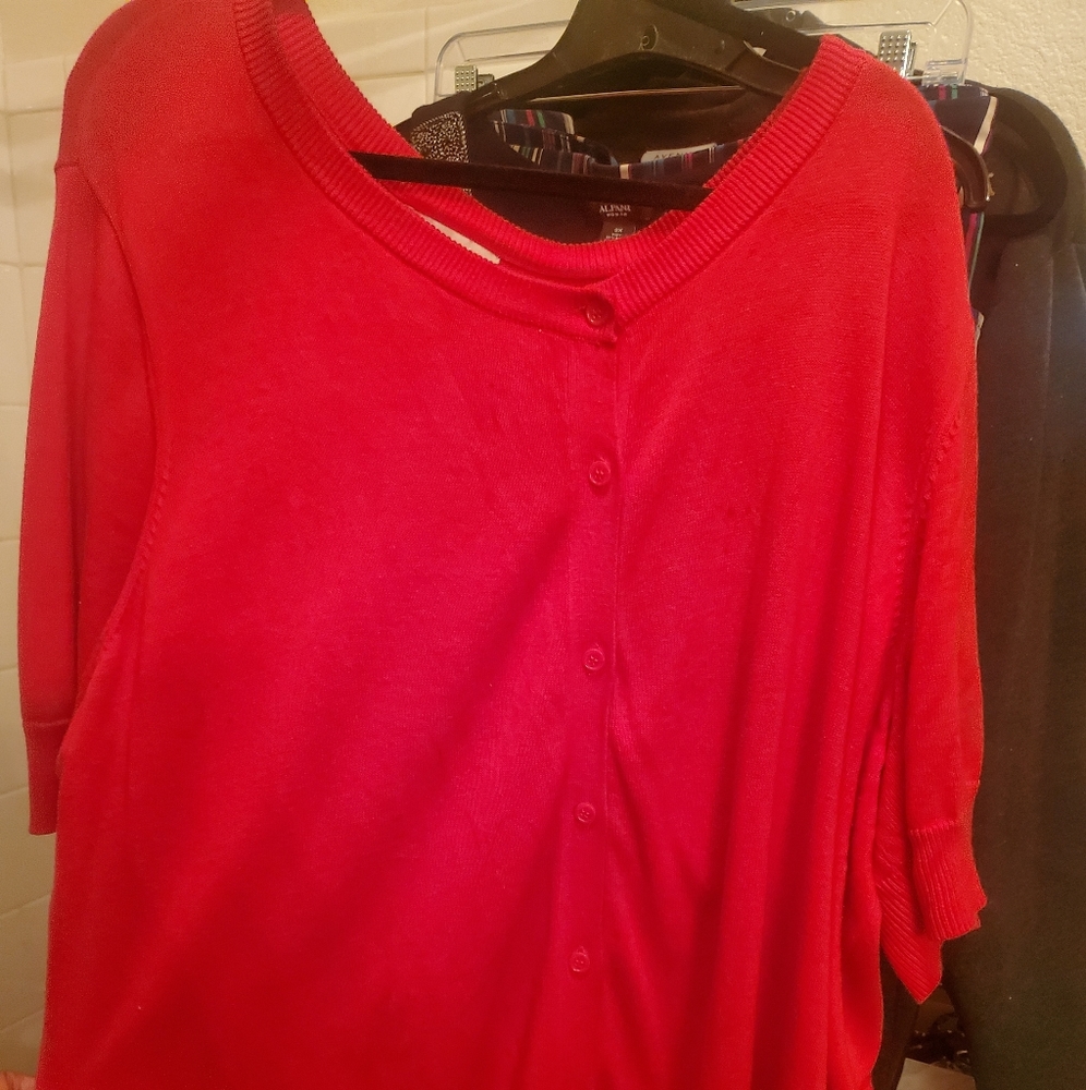Womanwithin Red Cardigan Red Sweater